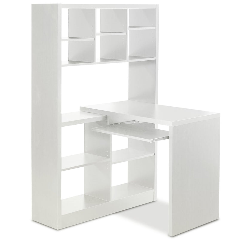 Olathe Reversible Desk with Bookcase - White