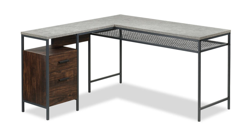 Buckley L-Shaped Desk - Slate Grey