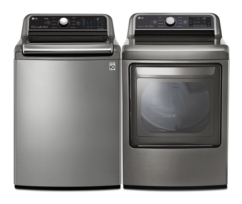 LG 5.6 Cu. Ft. Top-Load Washer and 7.3 Cu. Ft. Electric Dryer - Grey