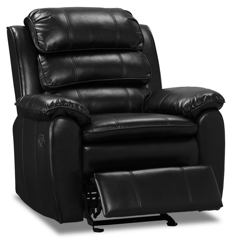 Faldon Leather-Look Fabric Glider Recliner - Black