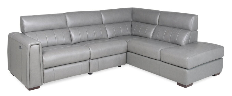 Lonleaf 3-Piece Genuine Leather Right-Facing Power Reclining Sectional - Grey