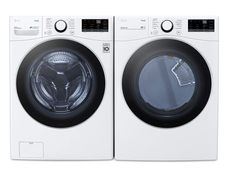 LG 5.2 Cu. Ft. Front-Load Washer 7.4 Cu. Ft. Electric Dryer with AI - White