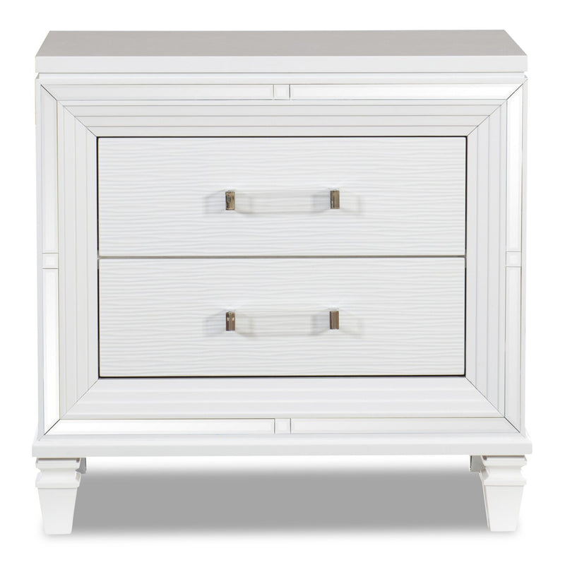 Max Nightstand - White - Glam style Nightstand in White Asian Hardwood, Medium Density Fibreboard (MDF), Plywood