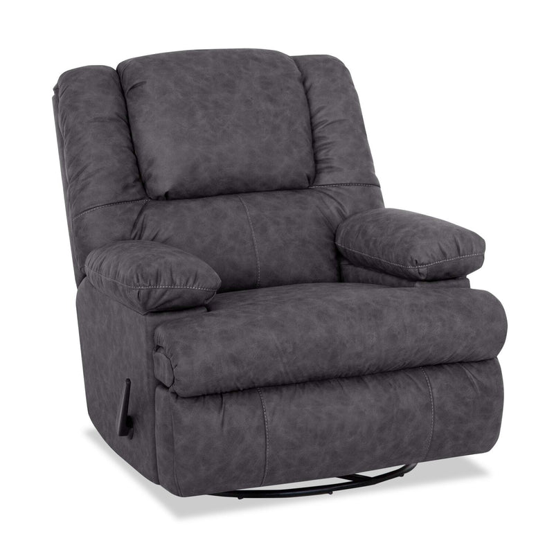 Mackenzie Leather-Look Fabric Swivel Recliner - Slate