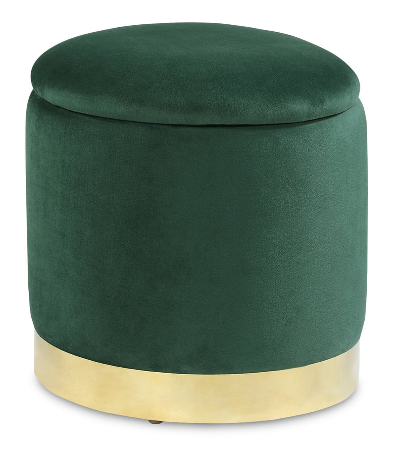 Jahn Velvet Storage Ottoman - Green