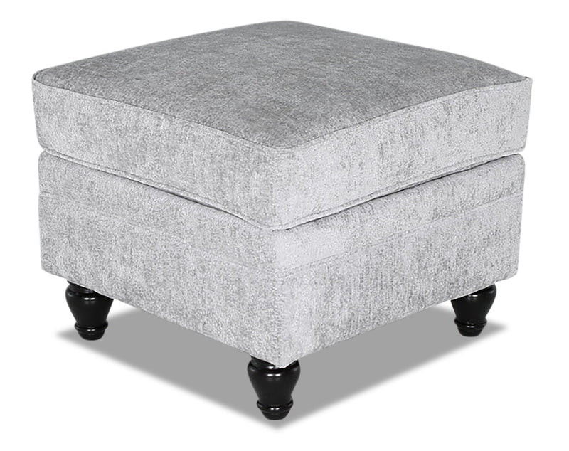 Greycliff Chenille Ottoman - Platinum