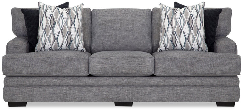 Roland Linen-Look Fabric Sofa - Grey - Contemporary style Sofa in Grey Plywood, Solid Hardwoods