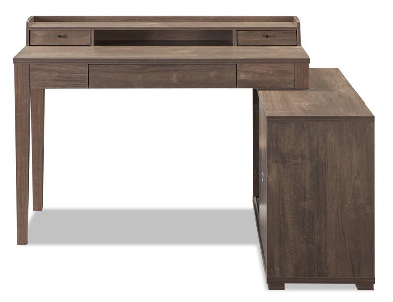 Franny Reversible Desk with Hutch - Hazelnut