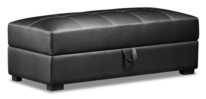 Caledon Leather-Look Storage Ottoman - Black