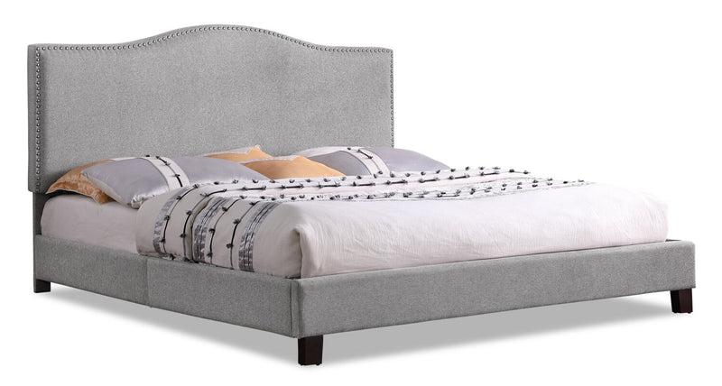 Cove King Platform Bed - Glam, Traditional style Bed in Grey Solid Woods, Medium Density Fibreboard (MDF), Plywood