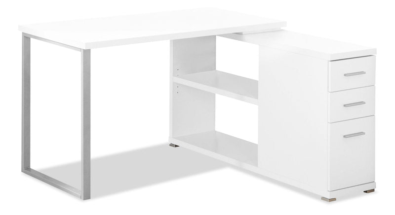 Mistwell L-Shaped Adjustable Desk - White