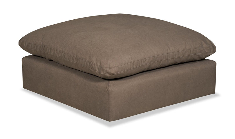 Dalyn Linen-Look Fabric Ottoman - Slate