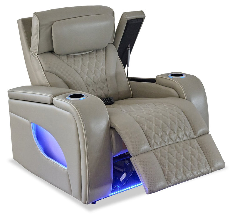 Drake Rocker Recliner Drake Genuine Leather Power Recliner with Massage Function and Power ...