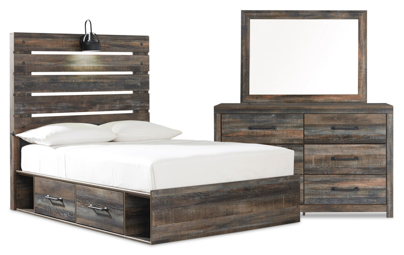 Naylon 5-Piece Full Bedroom Set with Side Storage - Brown