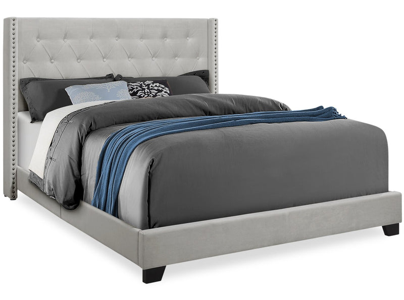 Keystone Velvet Queen Bed - Grey