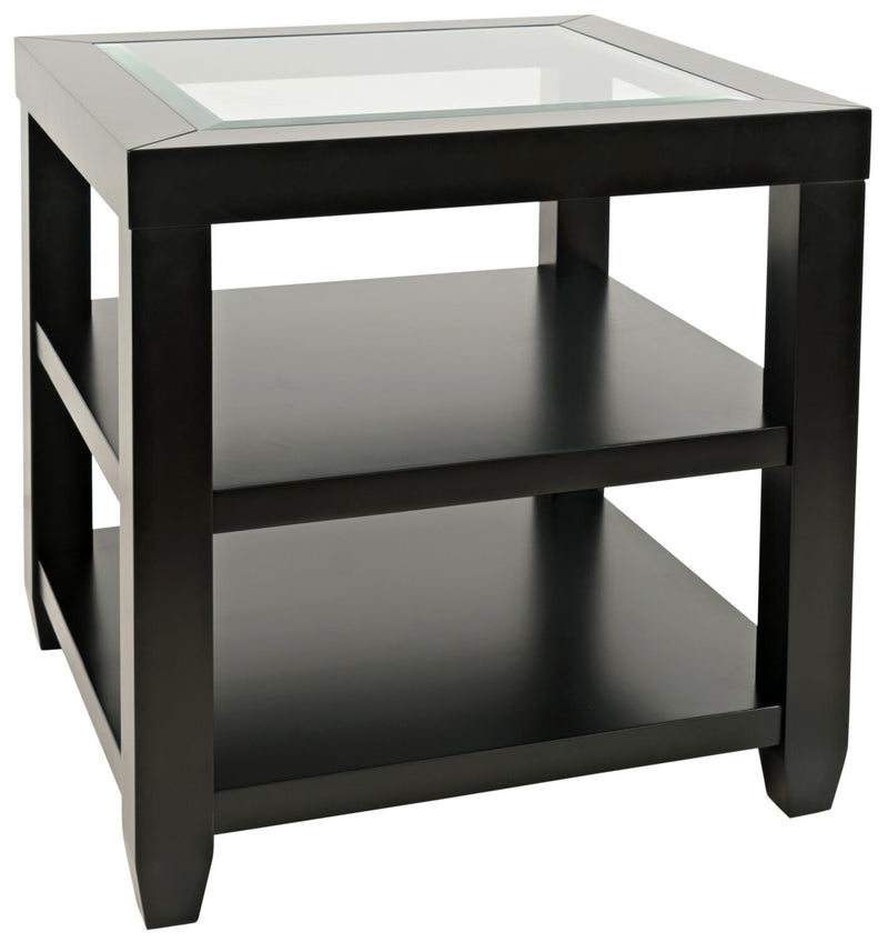 Corey End Table - Black - Modern style End Table in Black Acacia, Glass