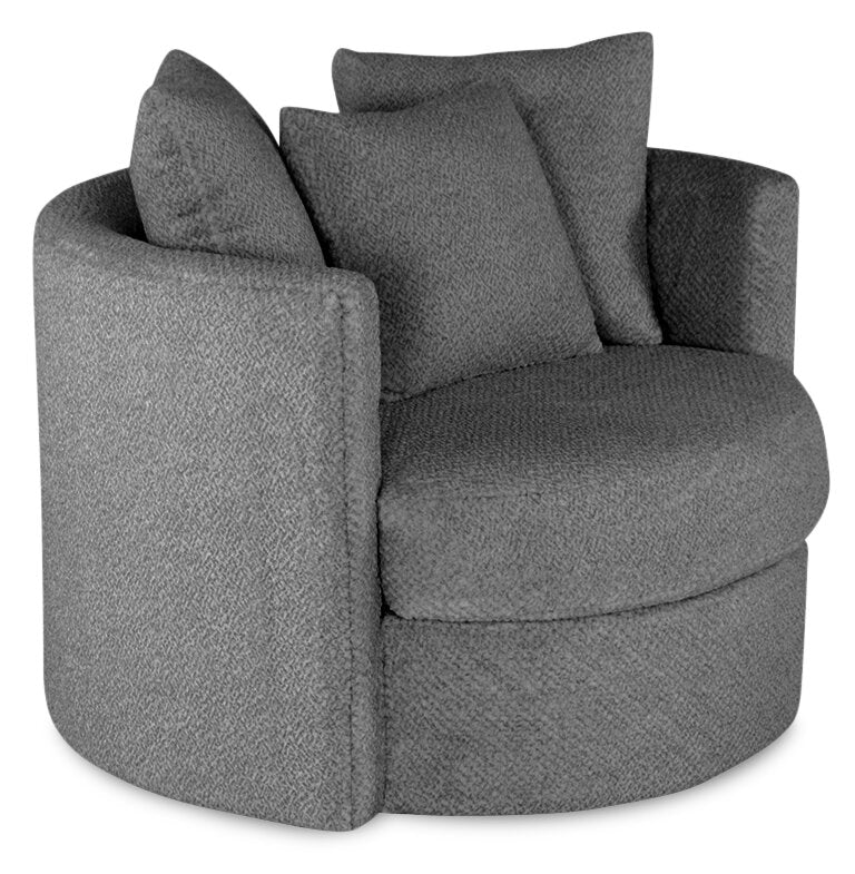 Ellis Chenille Swivel Cuddler Chair - Teddy Nightfall