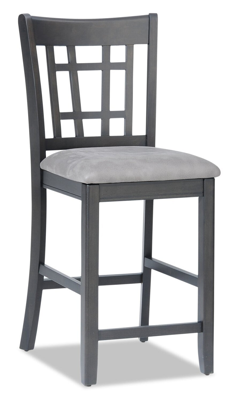 Dena Counter-Height Dining Chair - Grey-Brown - Country style Dining Chair in Grey-Brown Rubberwood