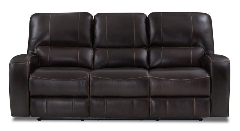 Sterling Genuine Leather Power Reclining Sofa with Power Headrest - Brown