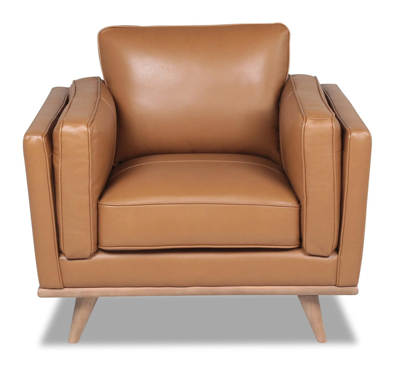Marlott Top-Grain Genuine Leather Chair - Caramel