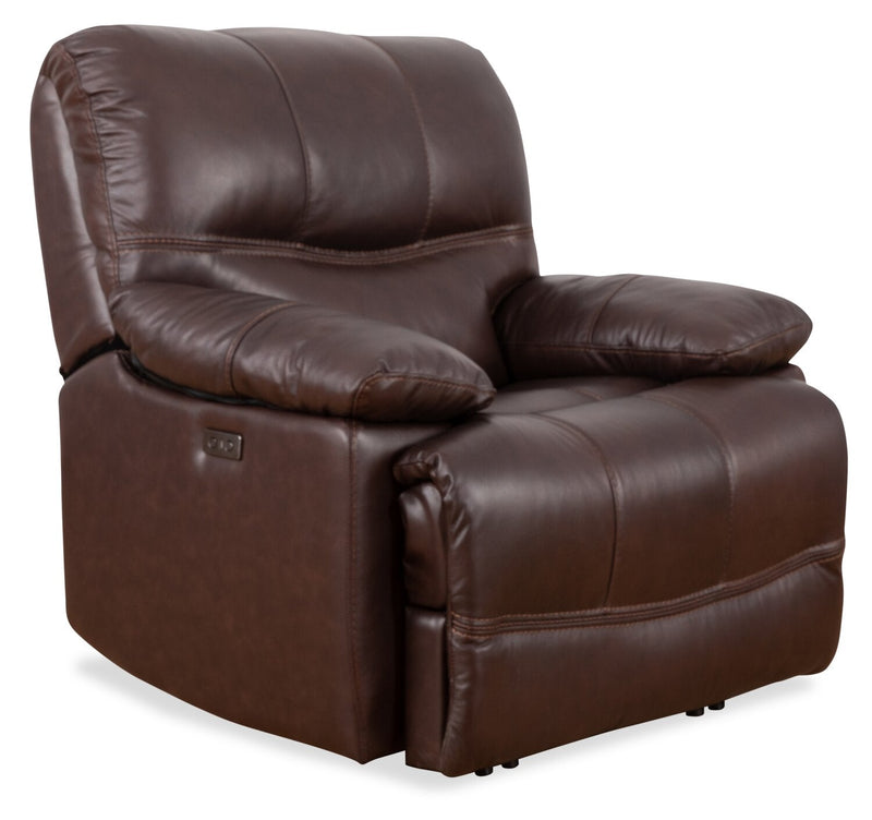 Darlington Genuine Leather Power Recliner - Brown