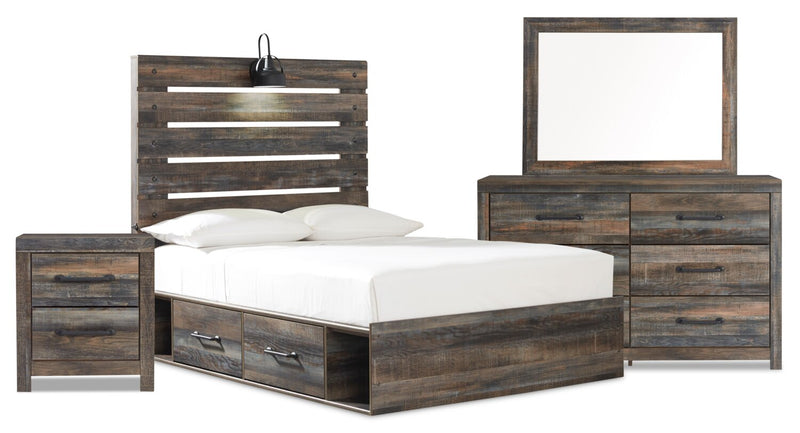 Naylon 6-Piece Full Bedroom Set with Side Storage - Brown