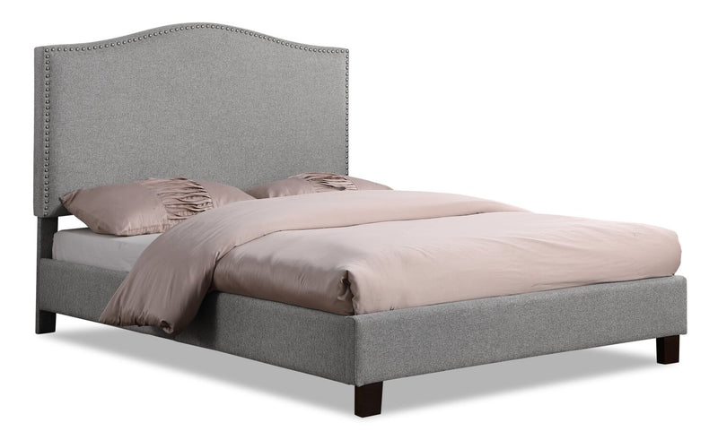 Cove Queen Platform Bed - Glam, Traditional style Bed in Grey Solid Woods, Medium Density Fibreboard (MDF), Plywood