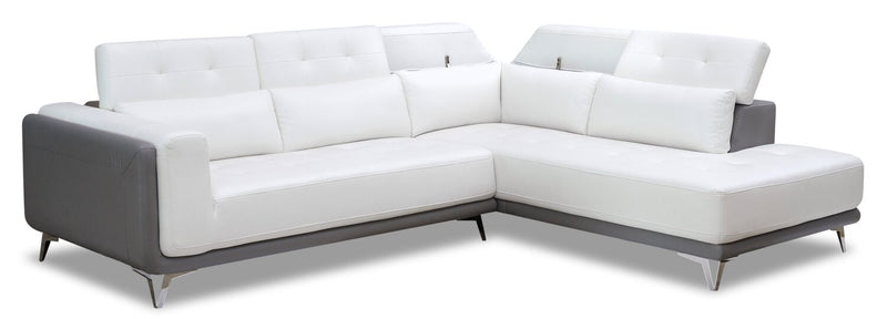 Niles 2-Piece Leather-Look Fabric Right-Facing Sectional - Tanner Snow/Tanner Grey