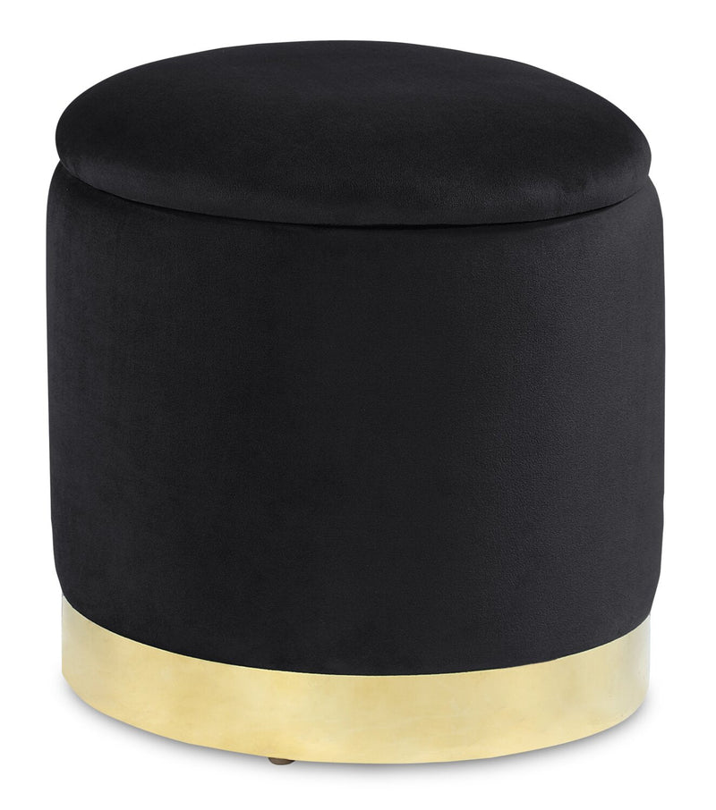 Jahn Velvet Storage Ottoman - Black