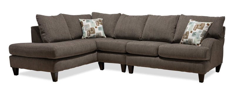Abby 3-Piece Chenille Left-Facing Sectional - Charcoal