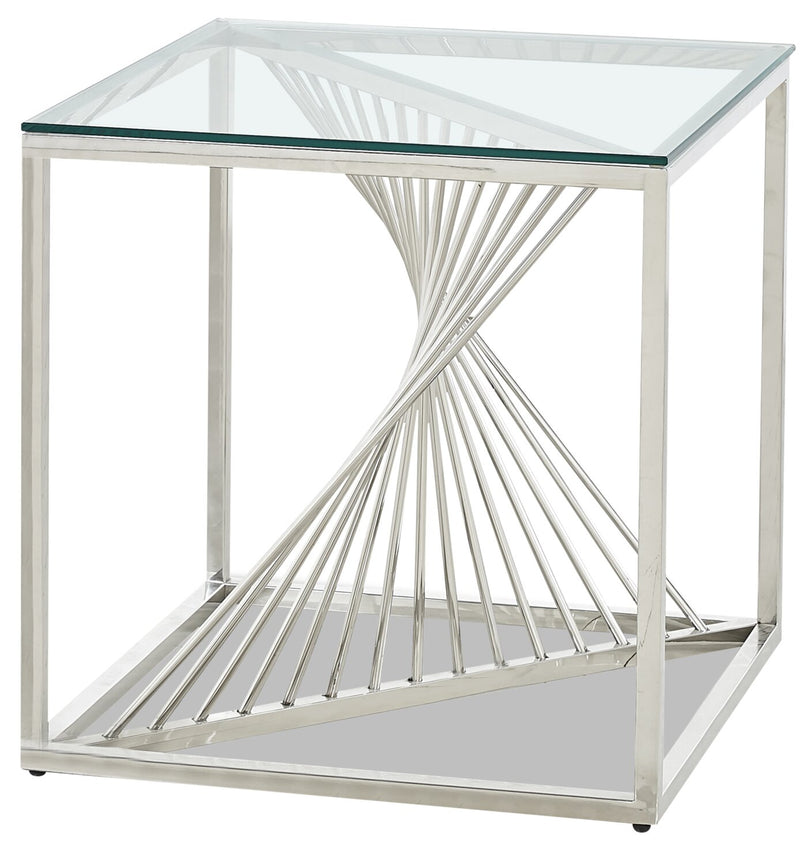 Andreas End Table - Contemporary, Modern style End Table in Chrome Metal, Glass