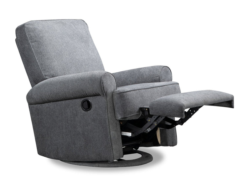 Melvin Chenille Swivel Glider Recliner - Grey