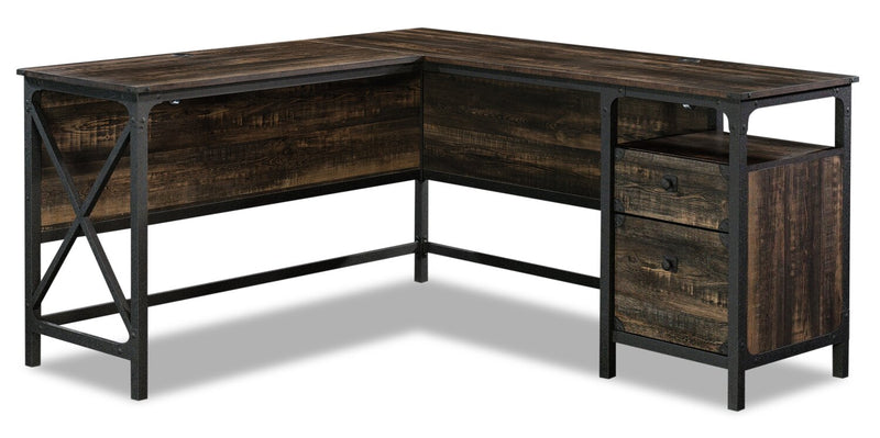 Hoehne L-Shaped Desk - Carbon Oak