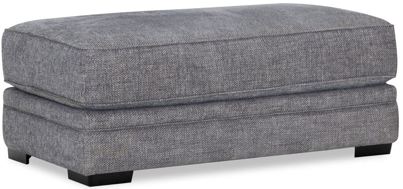 Roland Linen-Look Fabric Ottoman - Grey - Contemporary style Ottoman in Grey Plywood, Solid Hardwoods