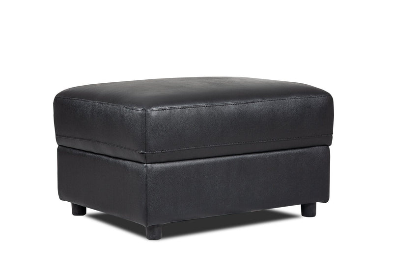 Canborough Genuine Leather Ottoman - Black