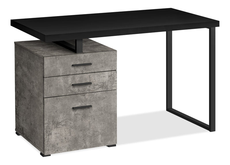 Tintern Reversible Desk - Black/Concrete-Look