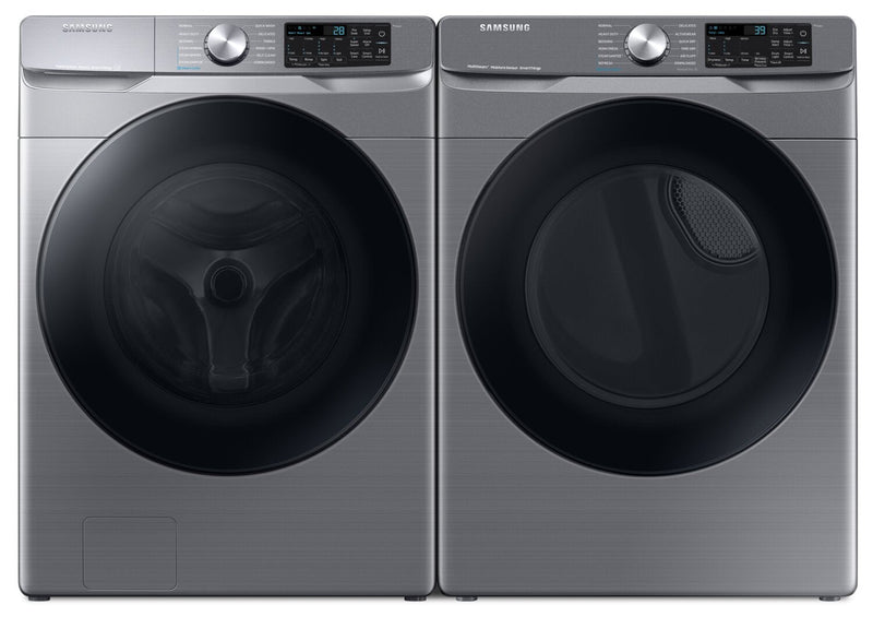 Samsung 5.2 Cu. Ft. Front-Load Washer and 7.5 Cu. Ft. Electric Dryer - Platinum - WF45B6300AP/US /DVE45B6305P/AC