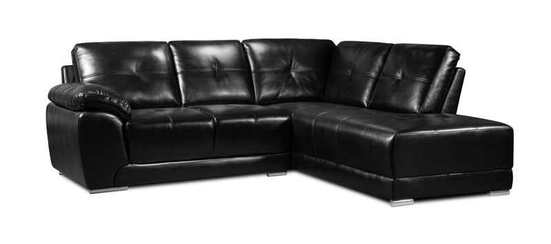 Ramsey 2-Piece Leather-Look Fabric Right-Facing Sectional - Black