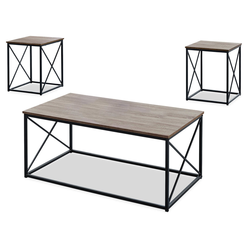 Piercey 3-Piece Coffee and Two End Tables Package - Dark Taupe