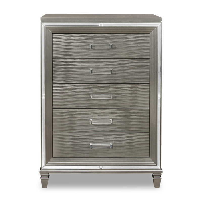 Max Chest - Silver - Glam style Chest in Silver Asian Hardwood, Medium Density Fibreboard (MDF), Plywood