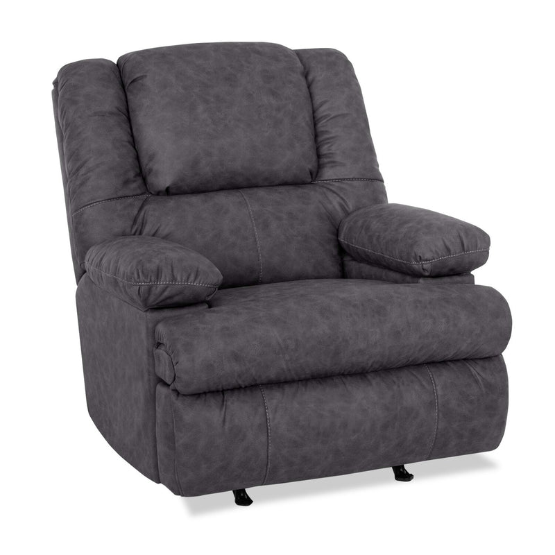 Mackenzie Leather-Look Fabric Power Rocker Recliner - Slate