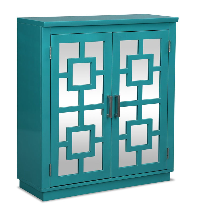 Darci Accent Cabinet - Blue - Retro style Accent Cabinet in Blue Medium Density Fibreboard (MDF), Plywood, Glass