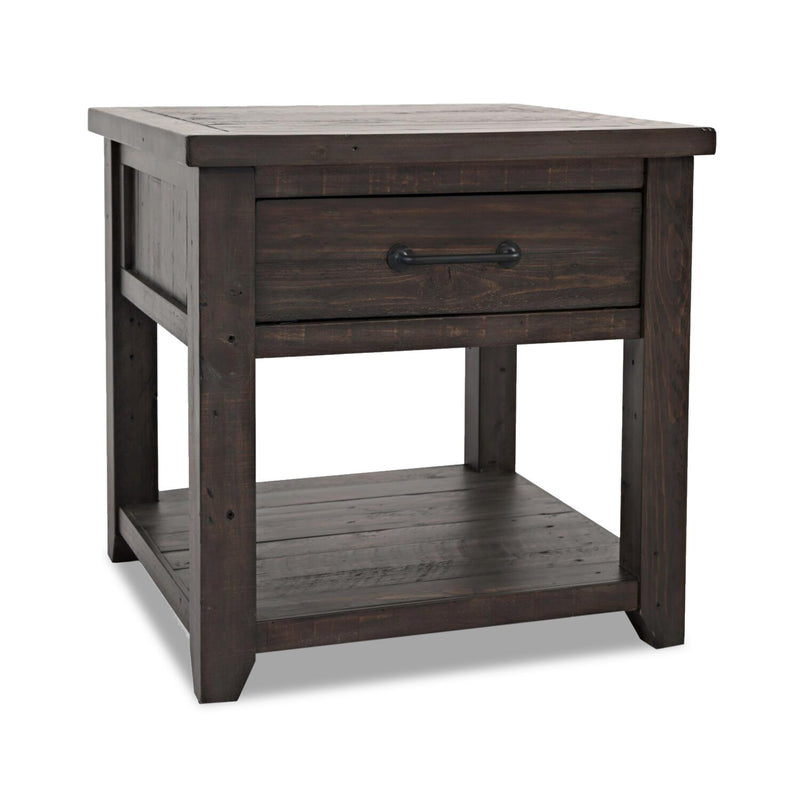 Morgan End Table - Brown - Rustic style End Table in Dark brown Reclaimed Wood, Pine, Plywood
