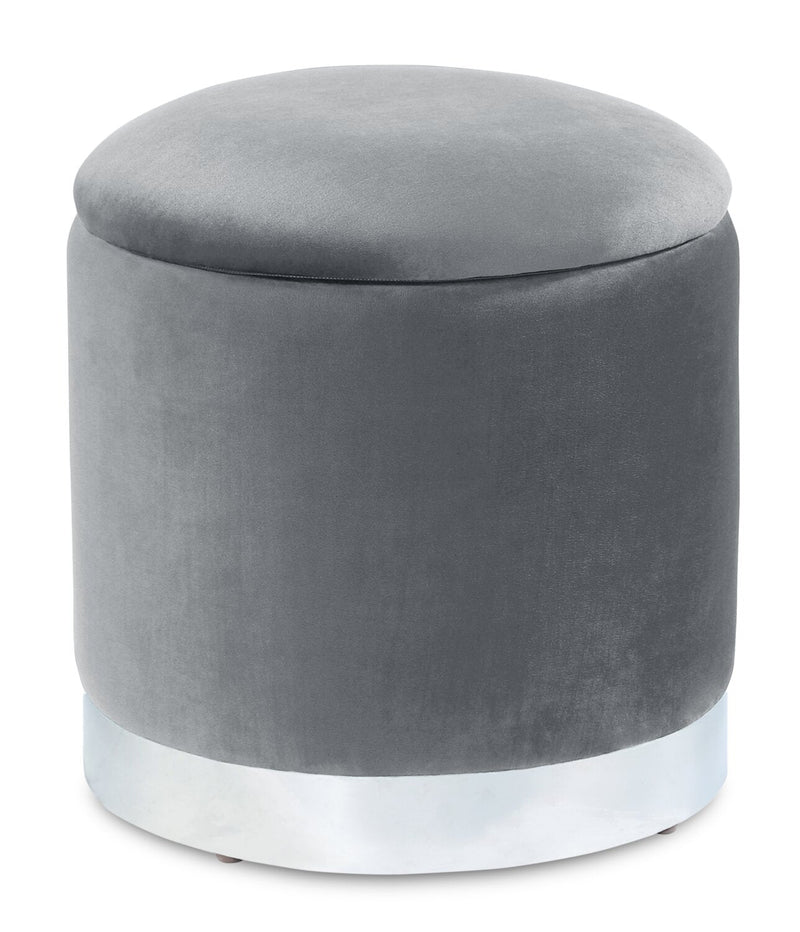 Jahn Velvet Storage Ottoman - Grey