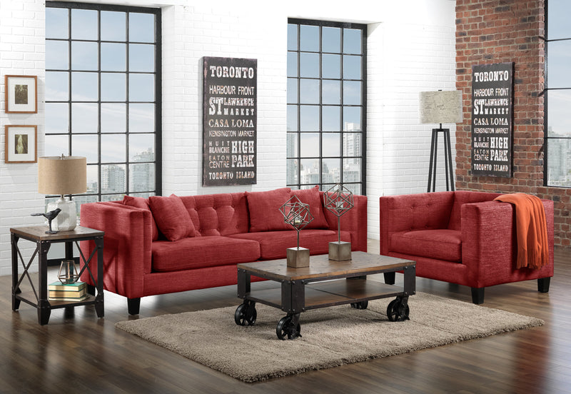 Arbor Sofa and Chair and a Half Set - Red