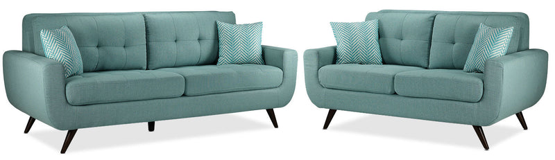 Eloise Sofa and Loveseat Set - Teal