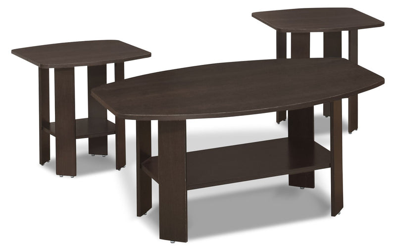 Tramore 3-Piece Coffee and Two End Tables Package - Dark Brown