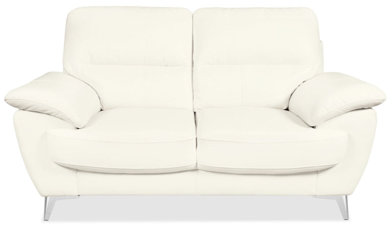 Protter Leather-Look Fabric Loveseat - Snow