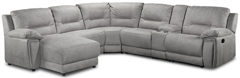 Halcyon 6-Piece Reclining Sectional with Left-Facing Chaise - Light Grey