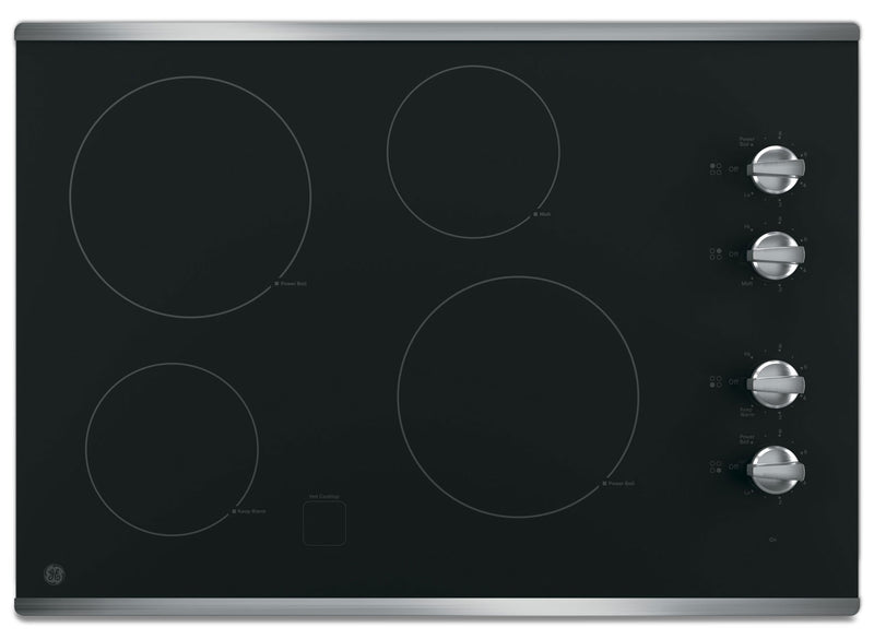 GE 30" Electric Cooktop with Built-In Knob-Control - Stainless Steel